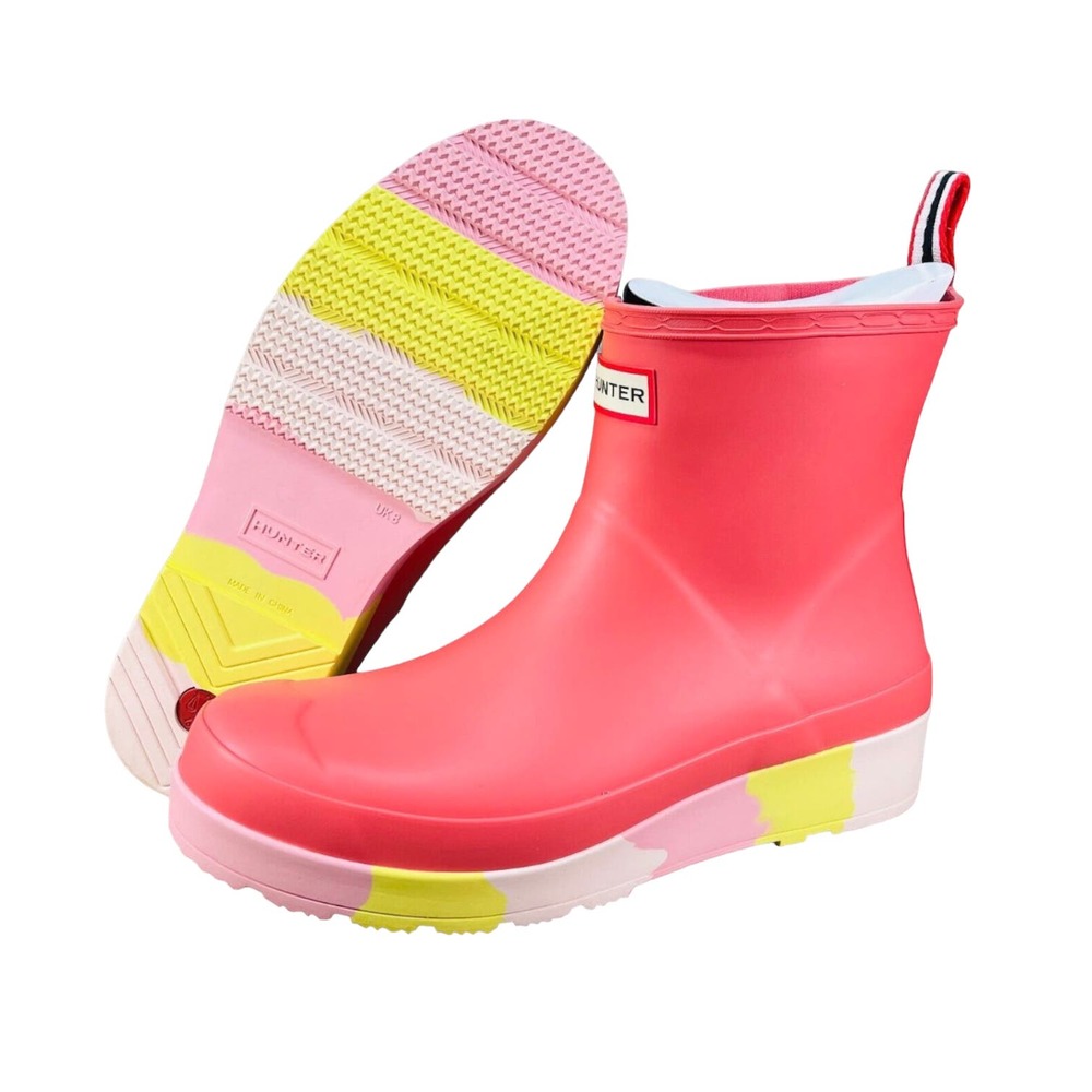 Hunter Play Short Womens Size 7 Rubber Rain Boots Stripe Sole Polaris Pink New - Picture 5 of 10